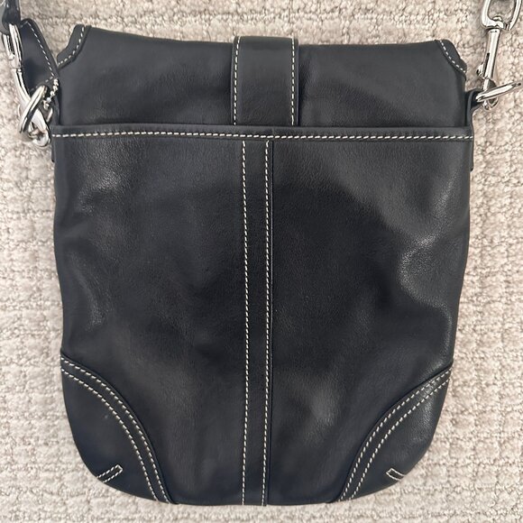 Coach Vintage Soho Flap Crossbody Bag Black Leather Shoulder Hobo - Picture 6 of 6